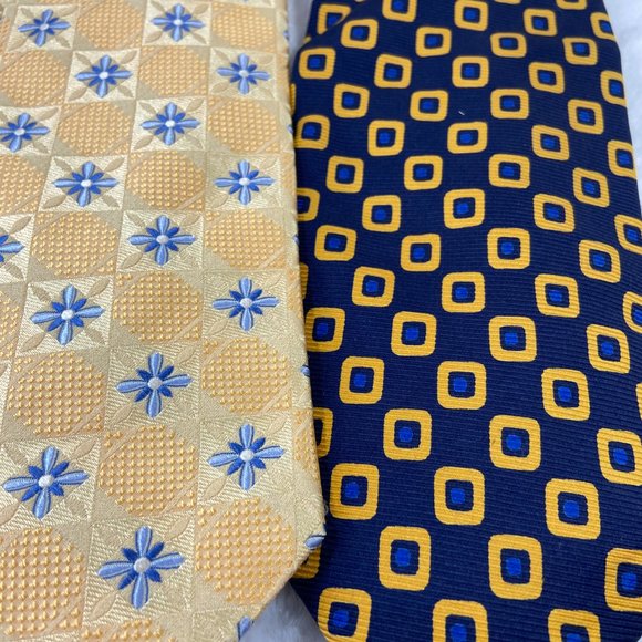 Bundle of 2 Neckties Hart Schaffner Marx Floral Silk/ Happy Jack Geometric Print - Picture 10 of 15